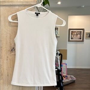 Express White Ribbed Sleeveless Tank
